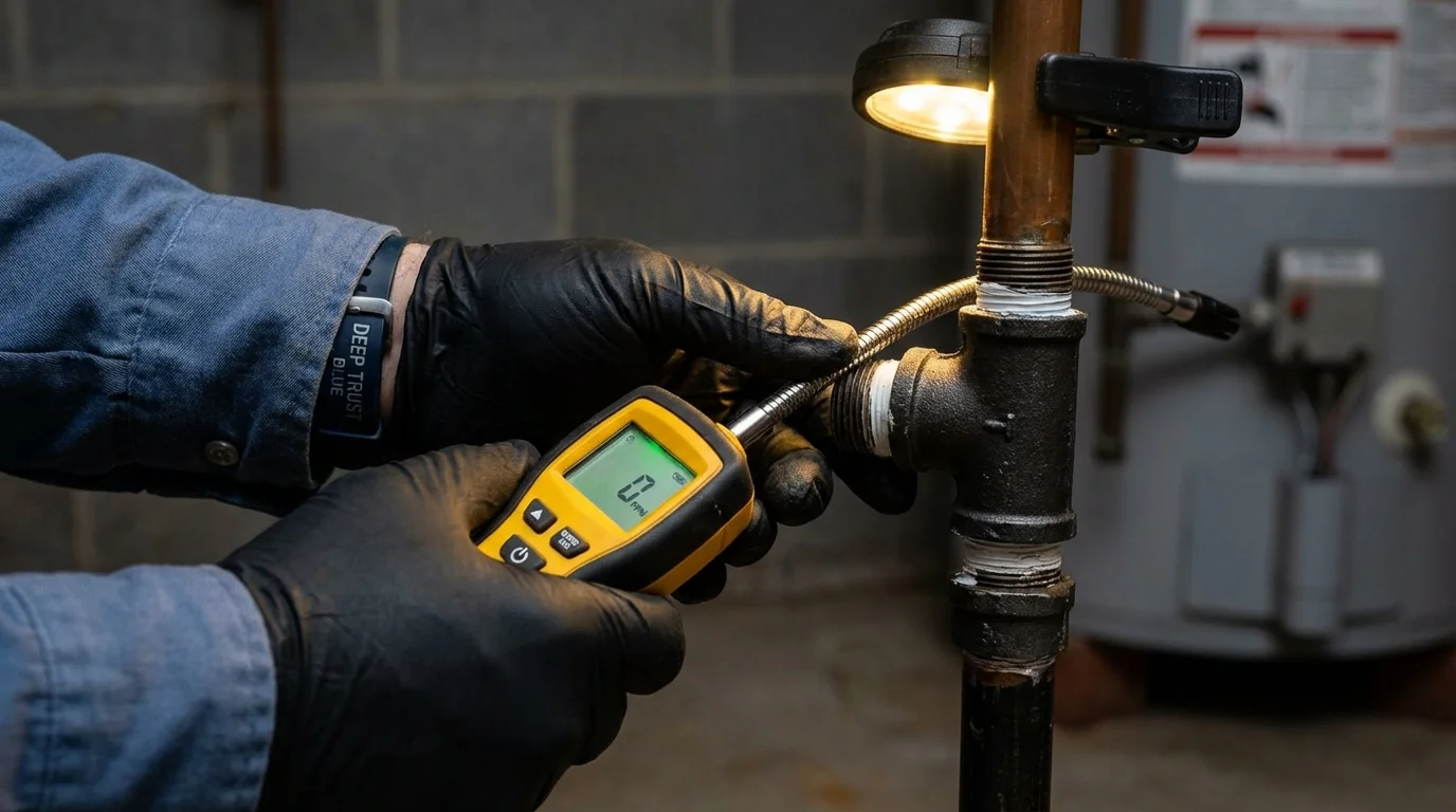 Gas leak detection with electronic sniffer by Johns Plumbing LLC in Santa Anna