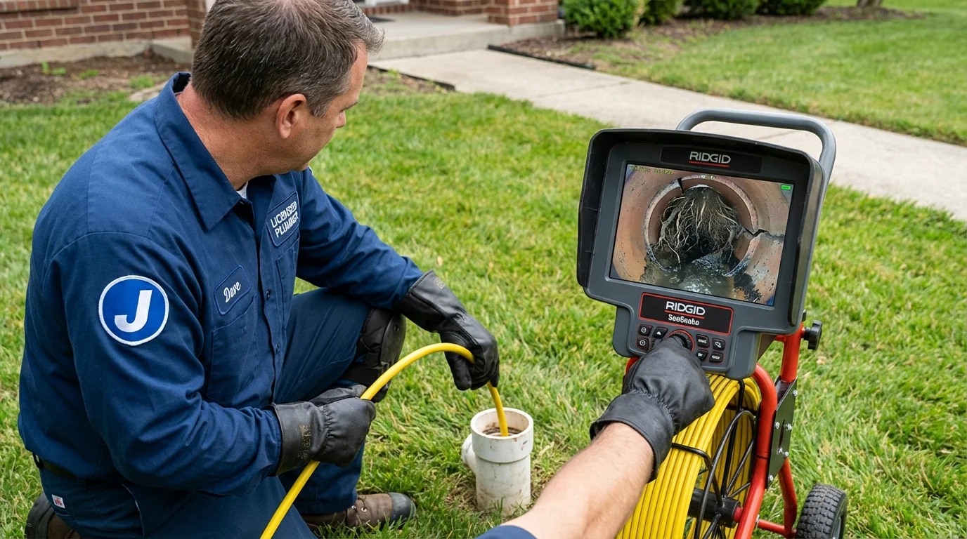 Sewer camera inspection being performed by Johns Plumbing LLC in Santa Anna