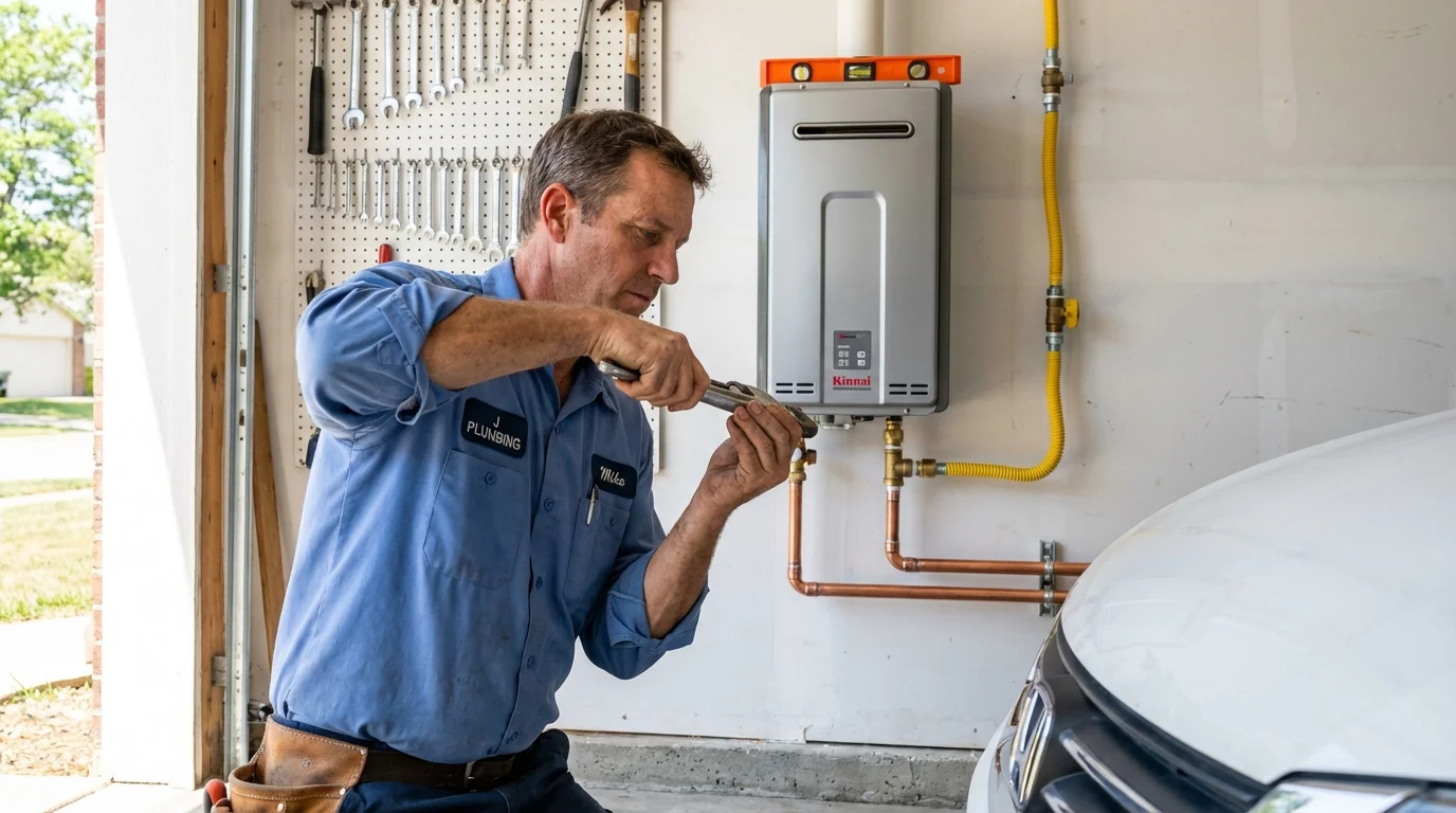 Tankless water heater installation by a Johns Plumbing LLC plumber in Santa Anna